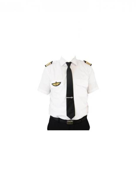 ou acheter tenue de pilote de ligne -Chemise manche courte col bleu slim fit pour pilote d'avion