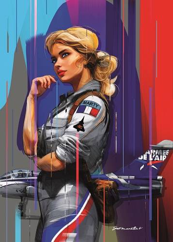 Affiche pin up blonde gio manetta pour JG marty 